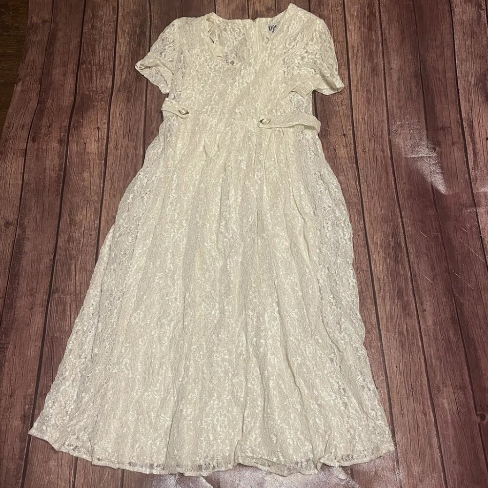 Vintage Women’s Dawn Joy II Lace Dress 6 Petite 2 Piece Wedding Garden Shower